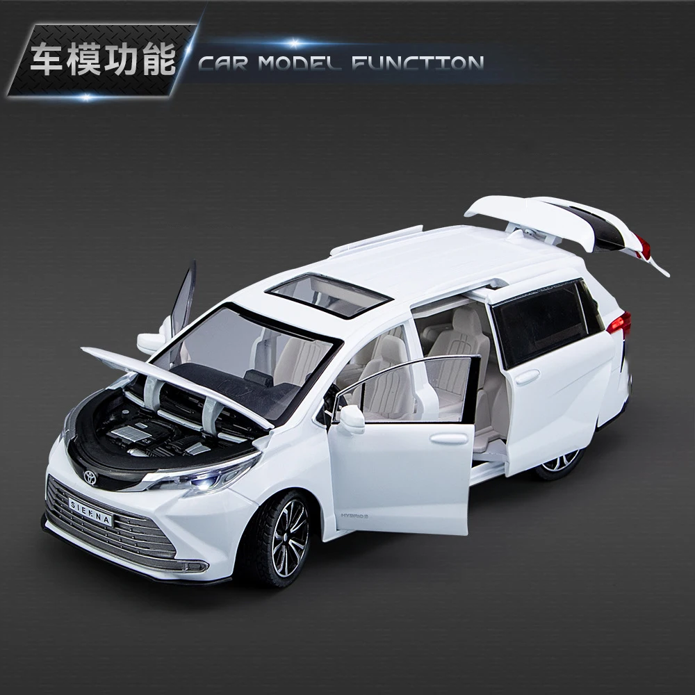Novo 1:24 toyota sienna mpv liga modelo de carro som e luz puxar para trás brinquedo das crianças colecionáveis presente aniversário