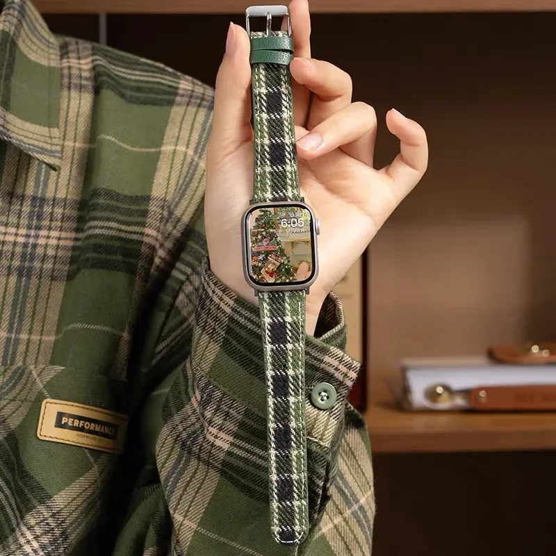 Nice Leather link For Apple Watch band women Series Ultra 10/9/8/7/6/5/4/3/2/1 SE 38mm 40mm 41mm 42mm 44mm 45mm 46mm 49mm Strap