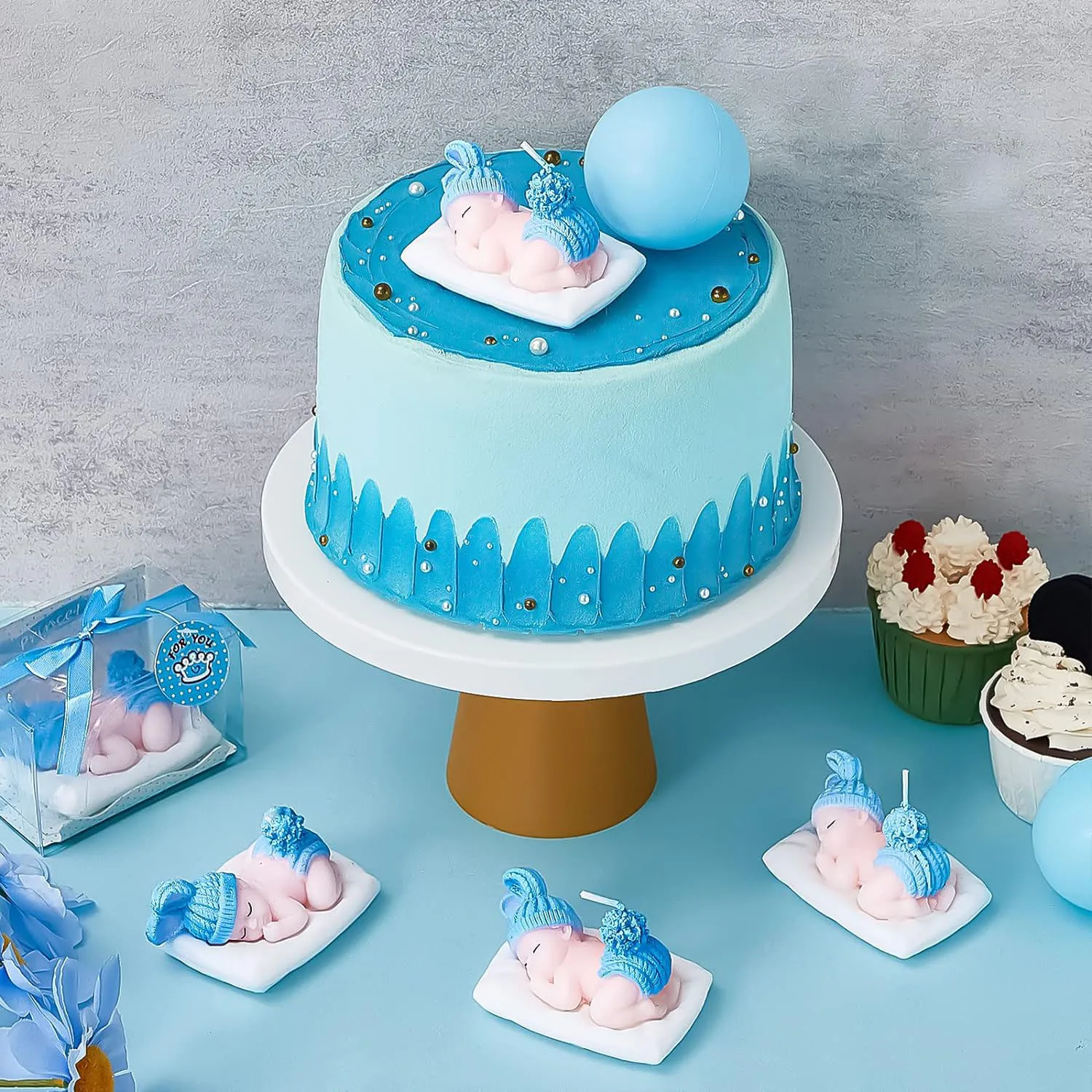 6pcs Candle Blue Birthday Candle Boy Happy Birthday Cake Topper for Cake Topper Birthday  Anniversary Party Supplies