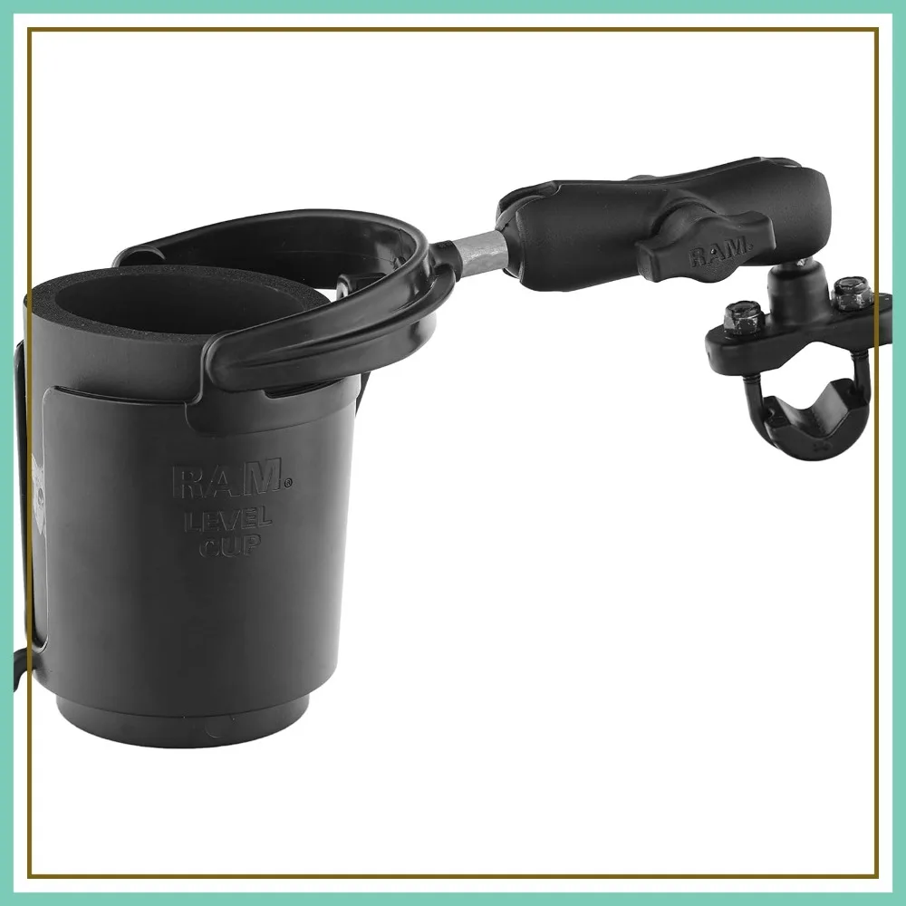

Self-Leveling Cup Holder Mount with U-Bolt Handlebar Base for Motorcycle, ATV & Boat Rails, 1" Ball