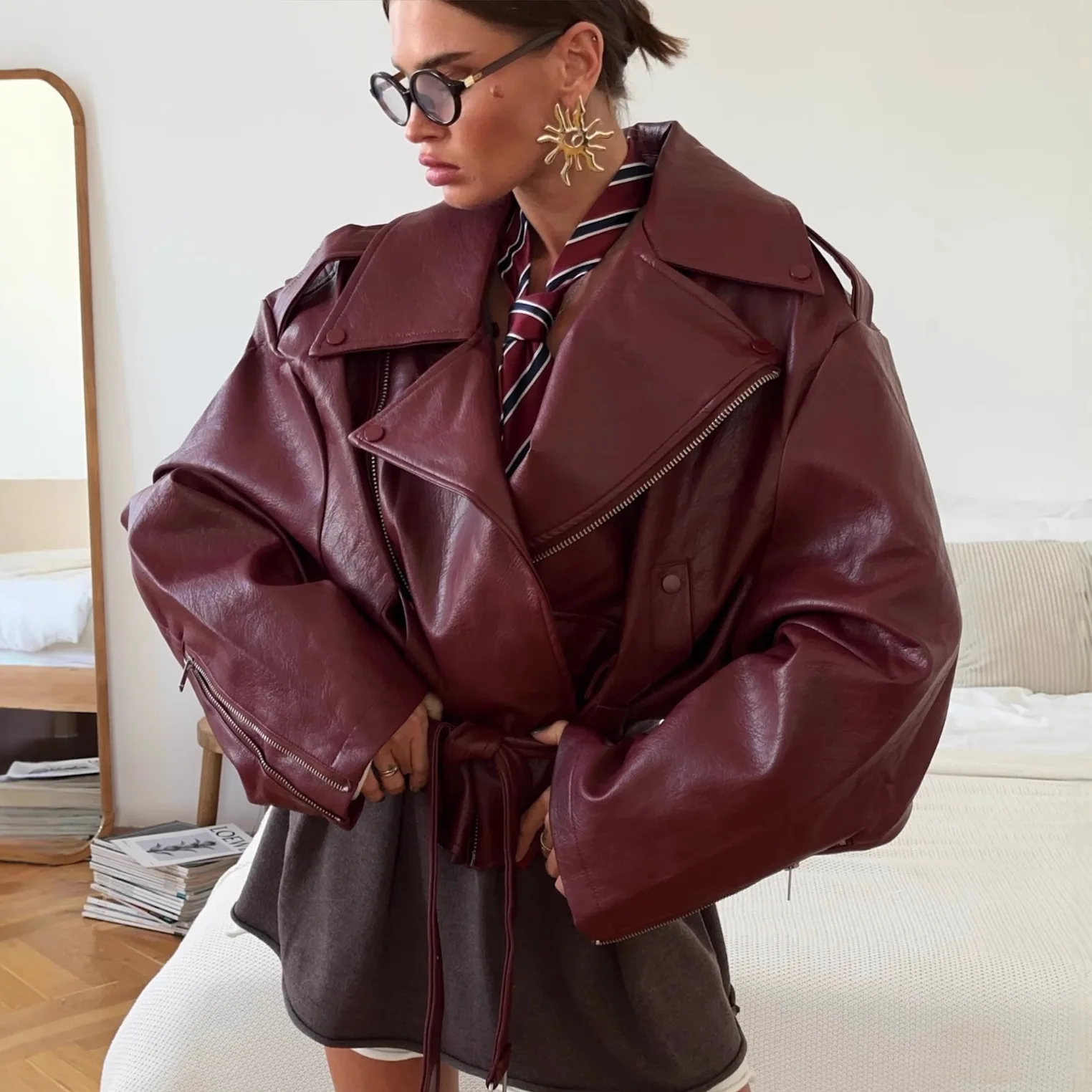 

Women's BF Style Leather Jacket Autumn Winter New Design Sensation Fashion Outerwear Casual Streetwear Look