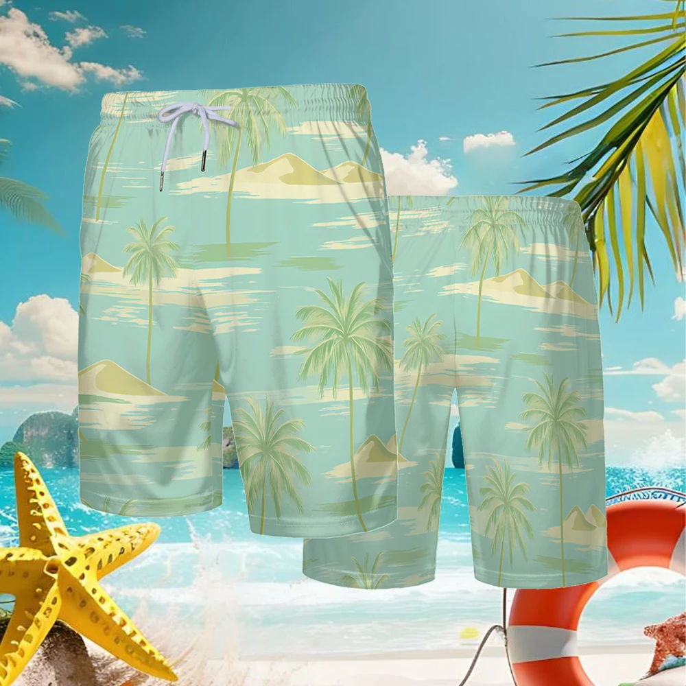 

Summer Vacation Casual Beach Shorts Seaside Surfing Quick-drying Hawaiian Shorts Coconut Tree 3D Printing Fashion Men's Pants