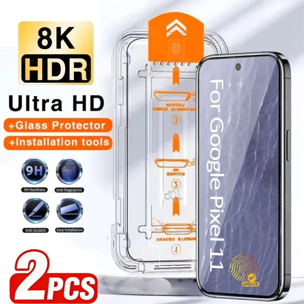 NNBILI 2 Stück staubfreier Displayschutz aus gehärtetem Glas für Google Pixel 11/11Pro/11Pro XL 10 Pro XL 9a 9 Pro 9 Pro XL 8a 8 Pro