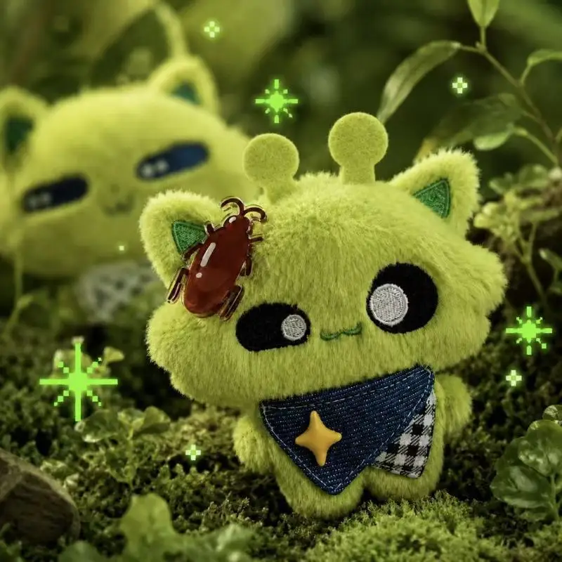 【F】1Pcs Cartoon Alien Cat Plush Keychain Versatile Kawaii Room Decoration Accessories Surprise Gifts Plush Alien Cat Keyring