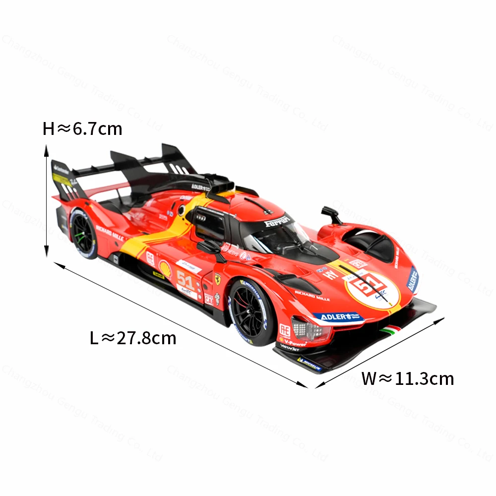 Bburago 1:18 Ferrari 499P LMH 2023 24H LEMANS CHAMPION Sports Car Static Simulation Die Cast Vehicles Collectible Model Car Toys