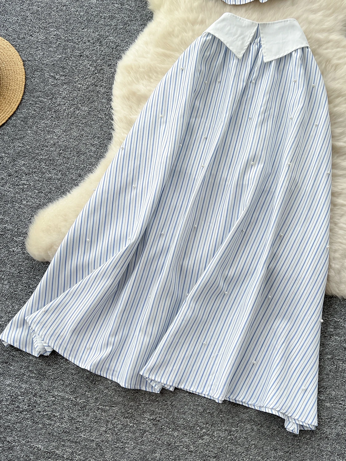 

Dopne Pure Desire Hot Girl Set Women Summer Striped Tube Top Vest High Waist Slimming Maxi Skirt Faion Ensemble