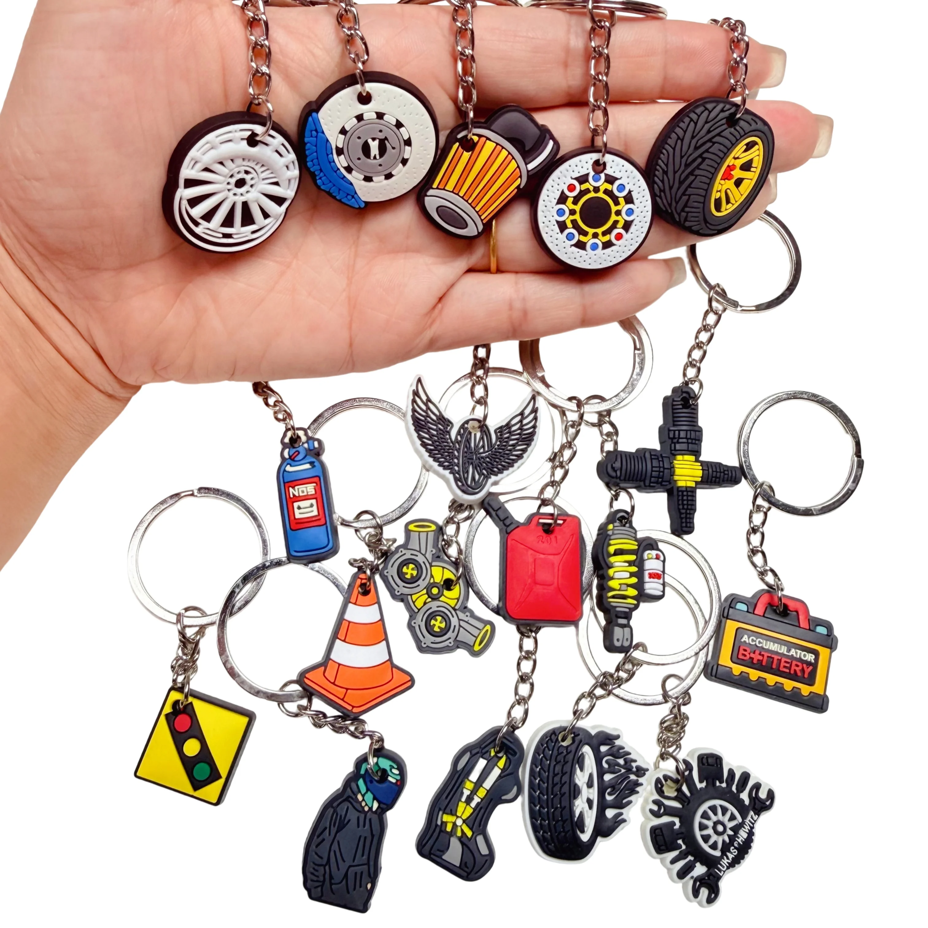 1-18Pcs Car Accessories PVC Soft Keychain Ornament Key Holder Keyring Bag Pendant for Key Control Accessories Birthday Gift