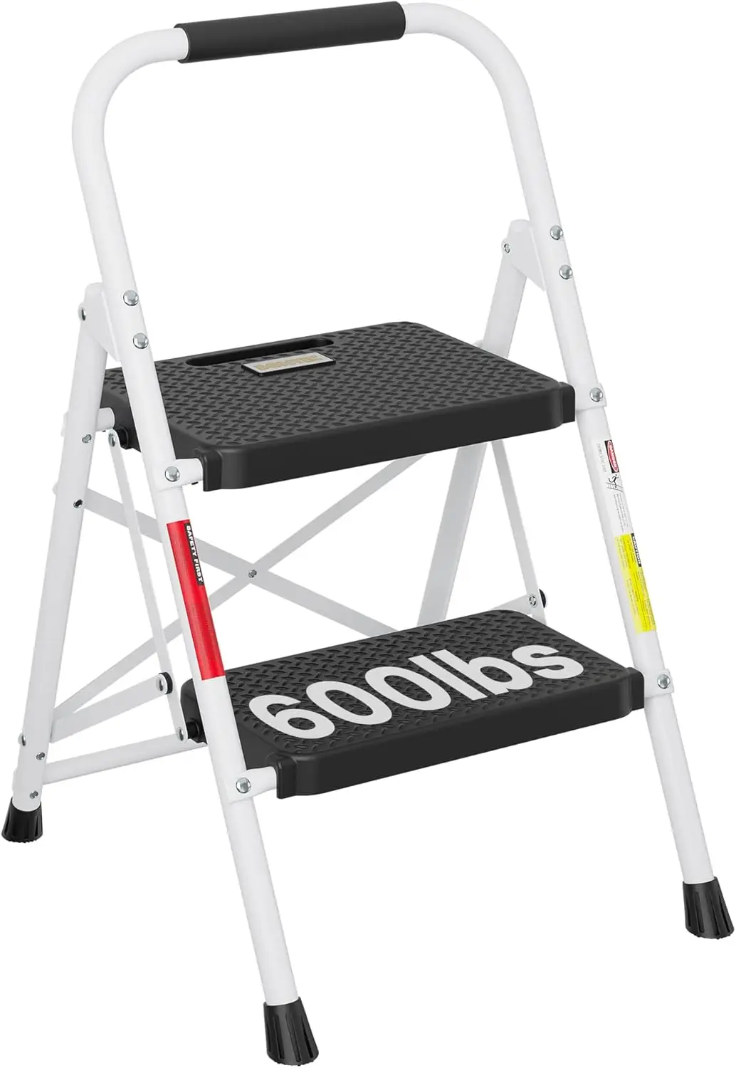 2-Step Ladder Folding Step Stools for Adults with Wide Anti-SlipPedals, Max Load Capacity 600lbs Sturdy Steel Ladder Lightweight