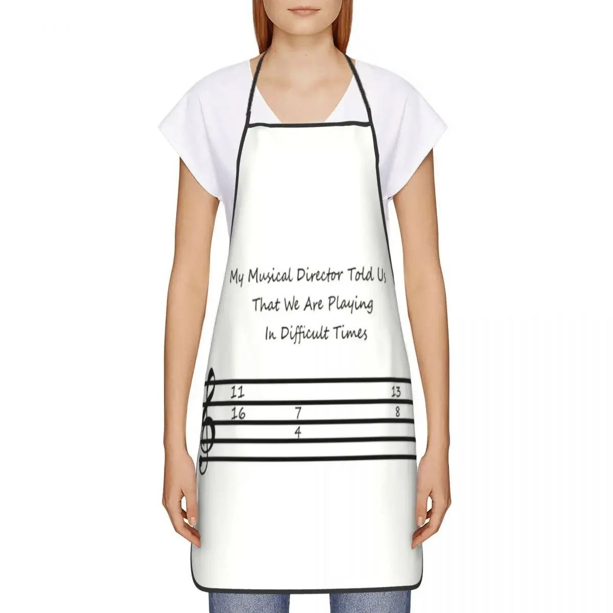 Custom Bib These Are Difficult Times Apron for Men Women Unisex Adult Chef Kitchen Cooking Musician Music Notes Tablier Cuisine