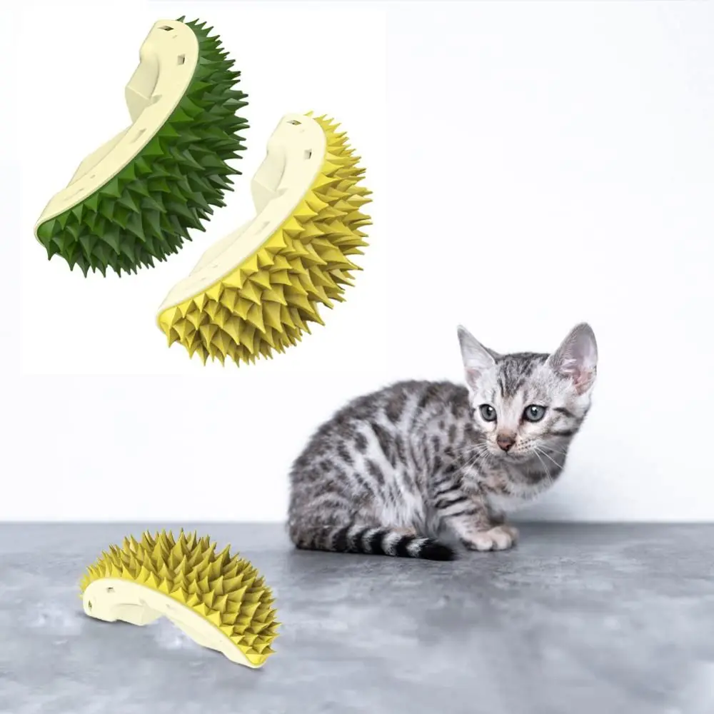 NEW ABS Cat Massage Combs Durian Shape Pet Grooming Cat Self Groomer With Catnip Hair Remover Brushes Cat