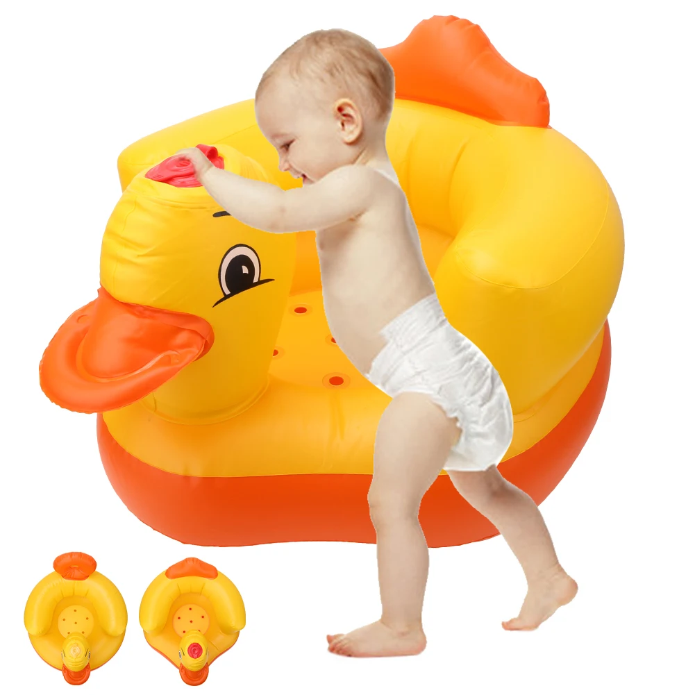 كرسي أطفال قابل للنفخ أصفر قابل للنفخ كرسي أطفال أريكة حمام الطفل البراز مقعد خلفي آمن سعة تحمل 60 كجم