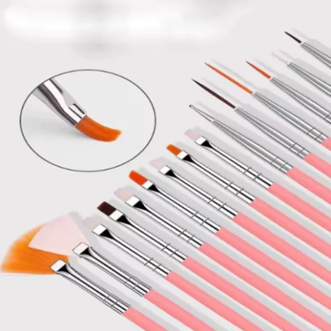 15pcs Nail Art Brush Set Gradient Line Painting Dotting Pen Kit Acrylic Handle Gel Polish Crystal Brushes Salon Nails Manicure