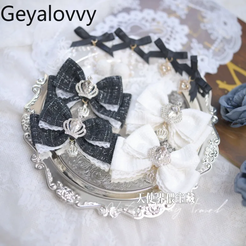 

Осень-зима, новый кулон в стиле Лолиты, боковой зажим, аксессуары для волос, японская темно-сладкая милая заколка для волос с бантом для девочек, заколка для волос