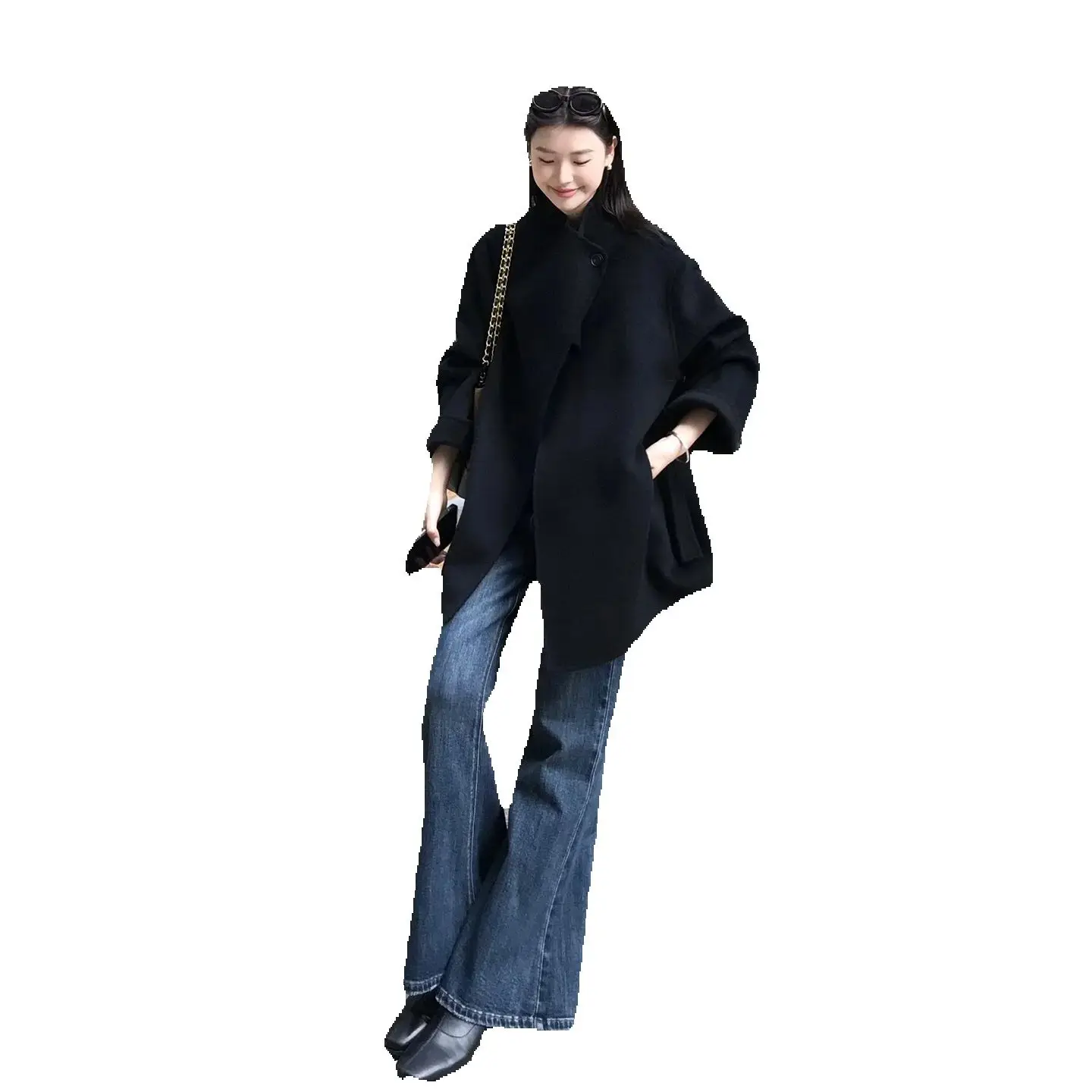 

100% wool double-sided woolen coat for women, 2025 new style, petite and high-end cashmere woolen coat