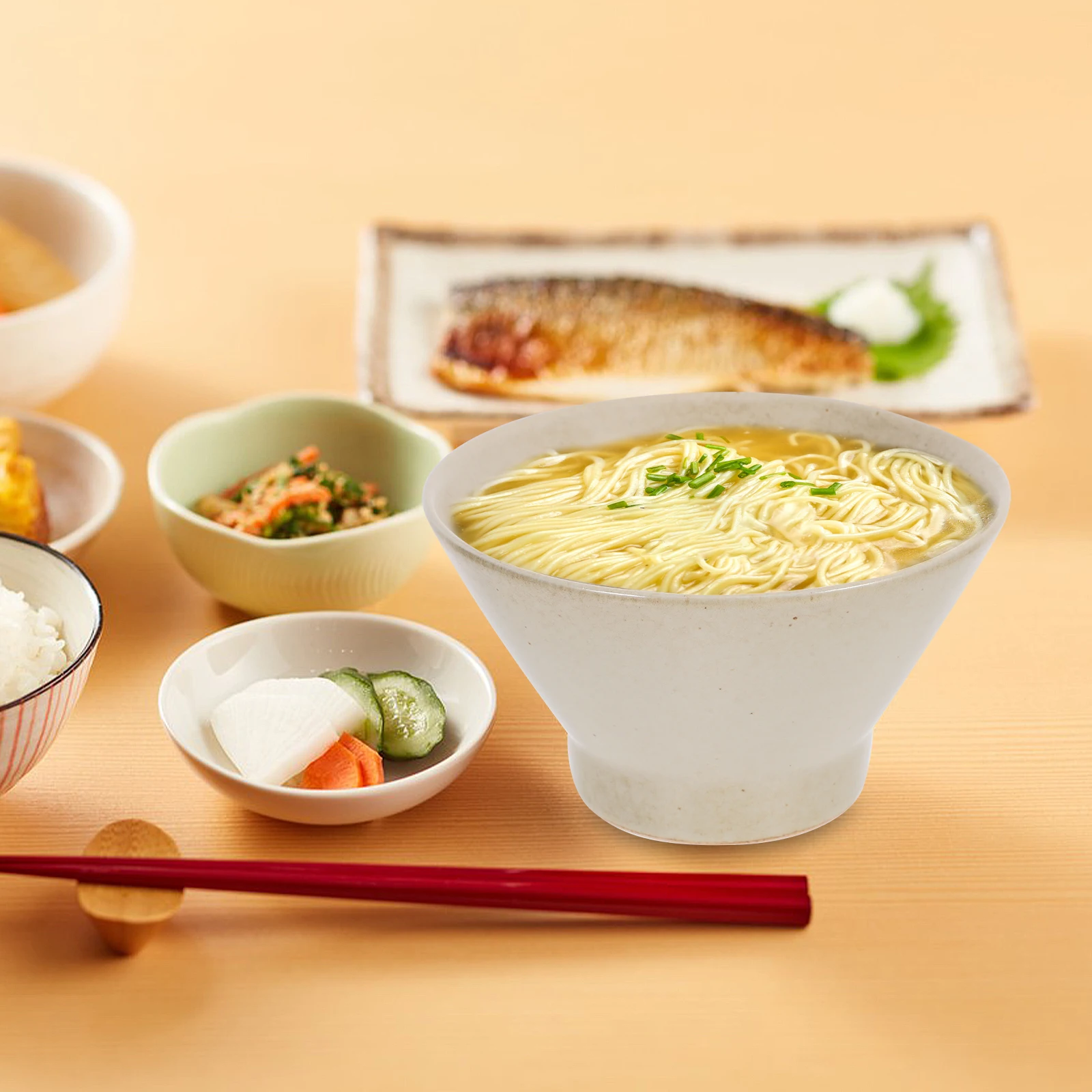 

1Pcs Premium Ceramic Mixing Bowl Japanese Style Food Container Soup Salad Ramen Noodle Bowl Kitchen Tableware Food Container
