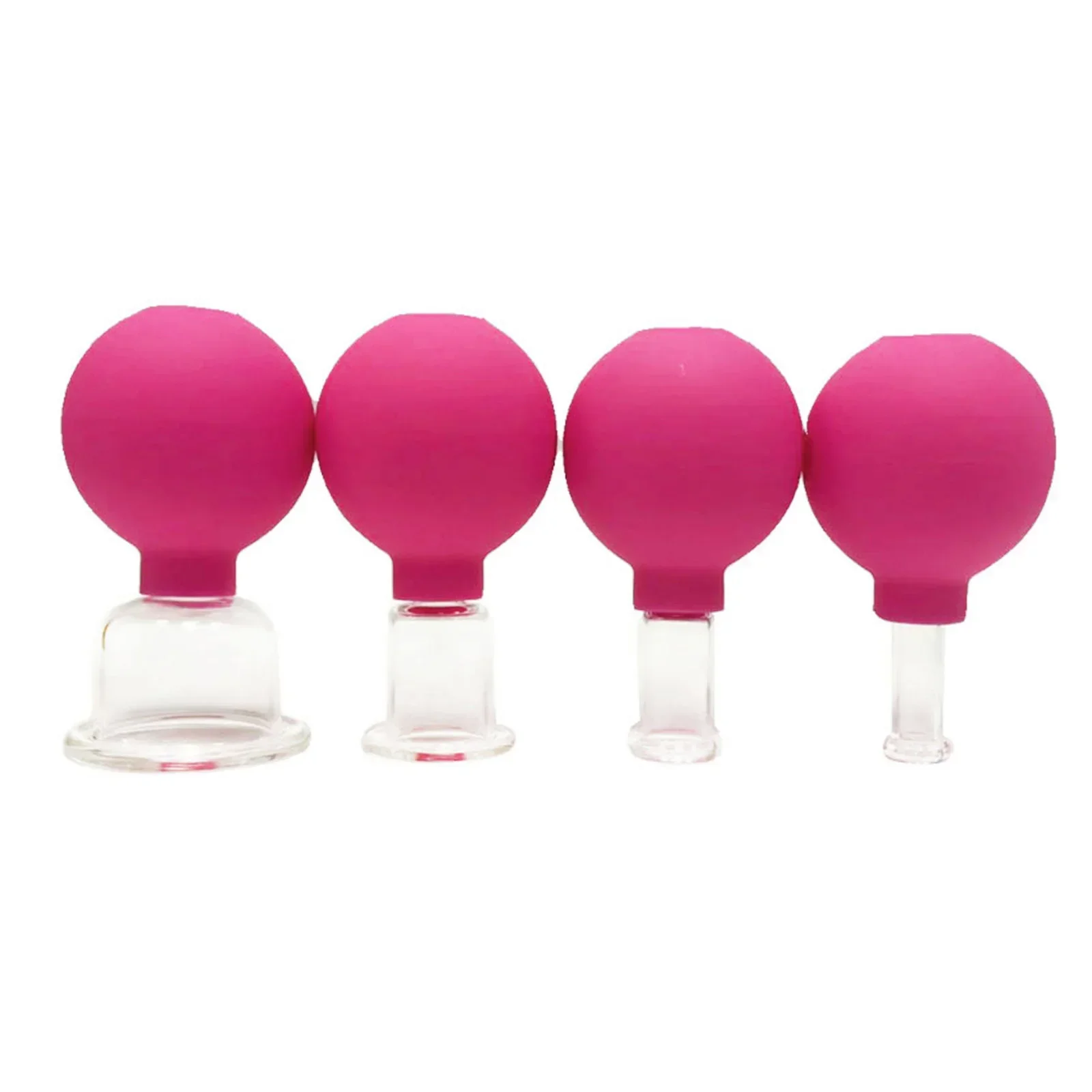 4PCS Rubber Head Glass Vacuum Cupping Massager Chinese Therapy Cupping Cups Set for Face Massage Body Cups Facial Beauty Health