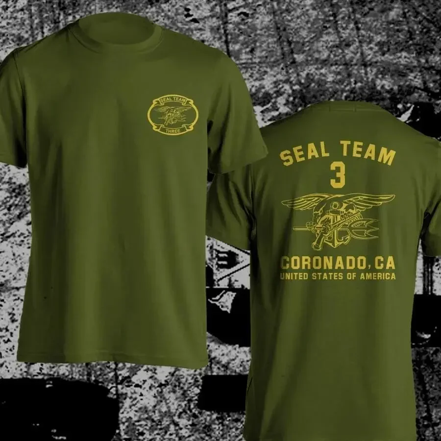 Summer Cotton Short Sleeve O-Neck Mens T Shirt  S-5XL Naval SEAL Team Three DEVGRU Coronado US Special Military Force T-Shirt.