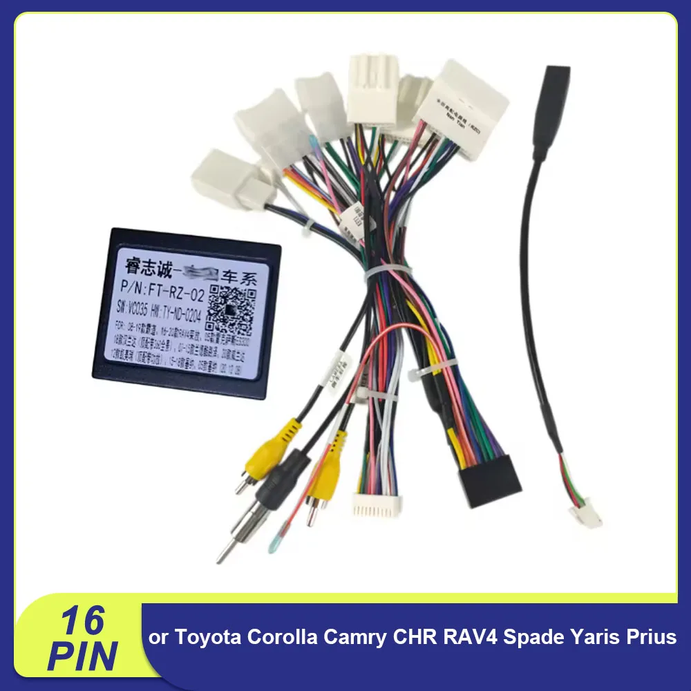 Canbus RZ-FT02 For Toyota Corolla Camry CHR RAV4 Spade Yaris Prius With Wiring Harness Power Cable Android 2 Din Car Radio