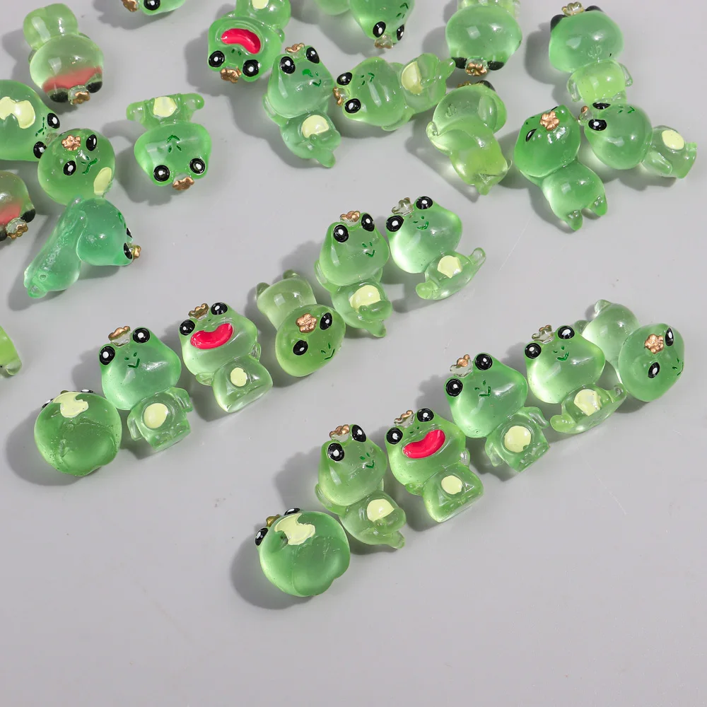 10pcs Cute 3D Frog Resin Bead Charms Green Animal Pendants for Keychain Necklace Earring DIY Jewelry Making Findings Accessories