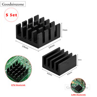 5 Sets/10pcs Raspberry Pi B+ Pi 2 Pi 3 Aluminum Heat Sink, 10 Heatsinks Radiator CPU RAM cooler, LAN cooling (2 Heatsinks/Kit)
