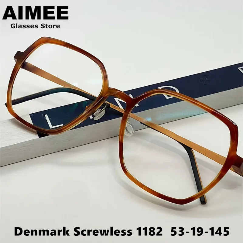 

Denmark Brand Titanium Glasses Frame Men Women Square Polygon Prescription Eyeglasses Optical Screwless Ultralight Frames 1182