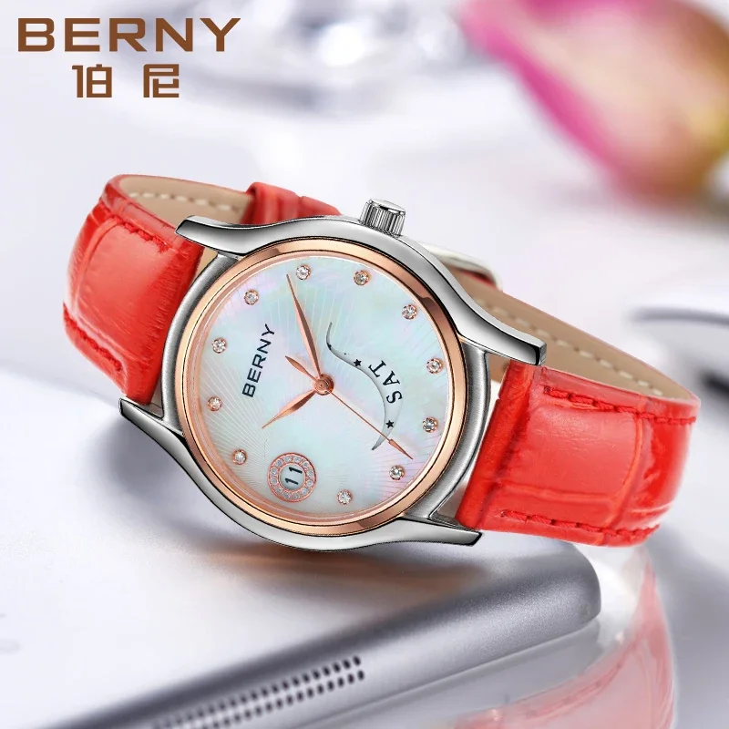 Quartz Wristwatches Calendar Clock Vintage Brown Leather Ladies Wristwatch Luxury Fashion Elegant Women Watches Waterproof 3Bar