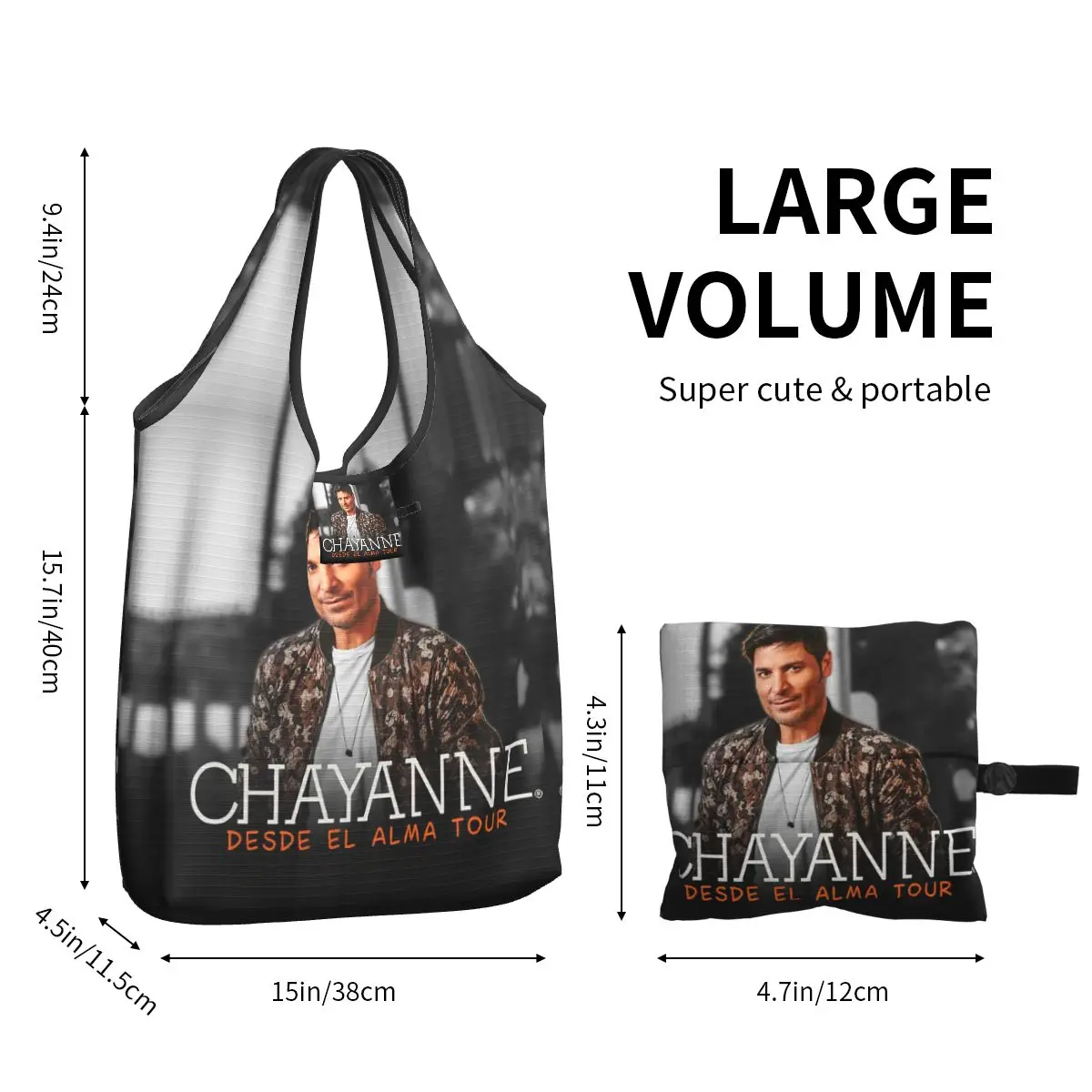 Custom Bopakal Chayanne Desde El Alma Tour 2019 Groceries Shopping Bag Fashion Shopper Shoulder Tote Bag Portable Handbag