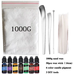 Combustible Sand Handmade Candle Wax DIY Material Kit Pigment Wax Wick Tool Sand Wax Set DIY Making Supplies For Home Decoration