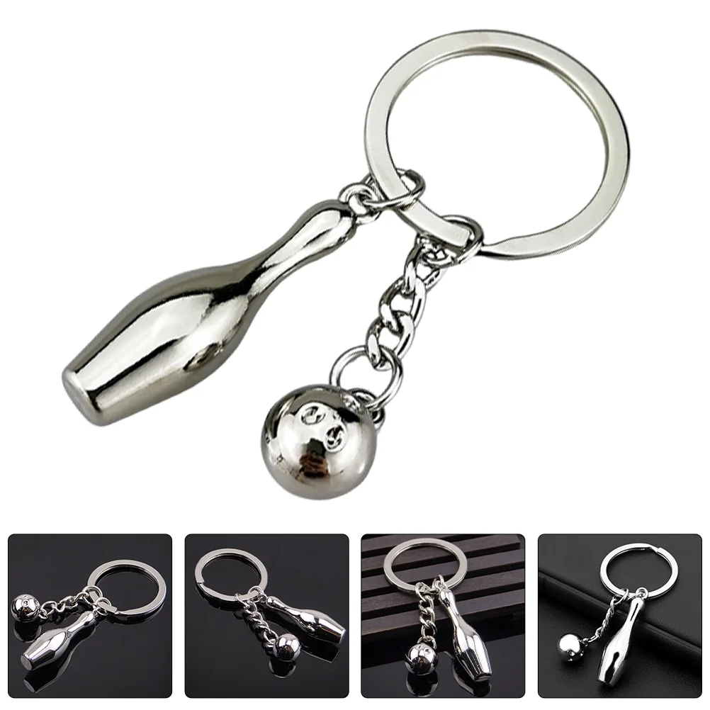 

3 Pcs Bowling Ball Ornaments Keychain Sports Themed Rings Small Gift Simulated Keychains