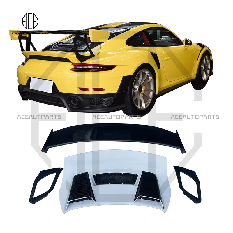 

For Porsche 991 911 GT2RS Style Carbon Fiber High Tail Double Deck Rear Wing Spoiler Trunk Spoiler