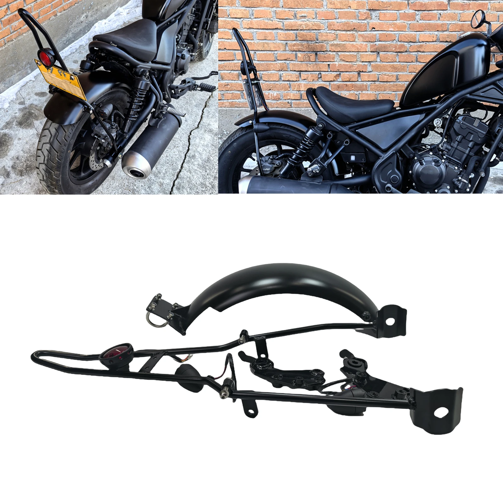 Motorrad-Hinterrad-Schutzblech, Spritzschutz, Schmutzfänger-Abdeckung mit Halterung für Honda Rebel CM 300 500 CM300 CM500 2017-2024