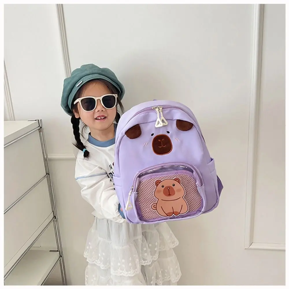 New Nylon Capybara Backpack Large Capacity Capybara Schoolbag Waterproof Lightweight Bookbags School Office