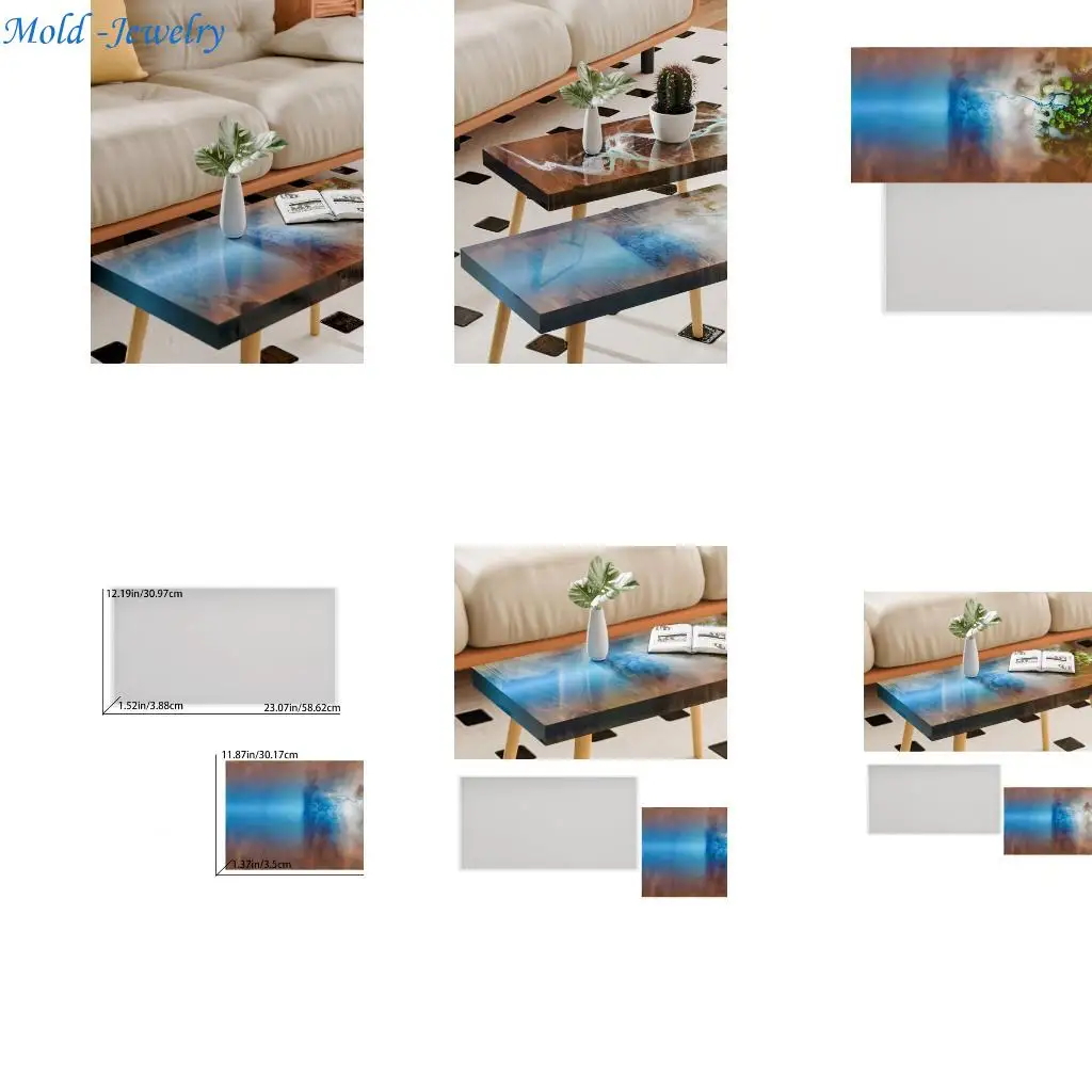 

69HB Flexible Silicone Mold Rectangular Crafting Moulds Epoxy Resin Table Mould