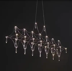 Restaurant Strip Chandelier Postmodern Light Luxury Lobby Front Desk Lamp Designer Minimalist Bar Dining Table Crystal LED Lamp