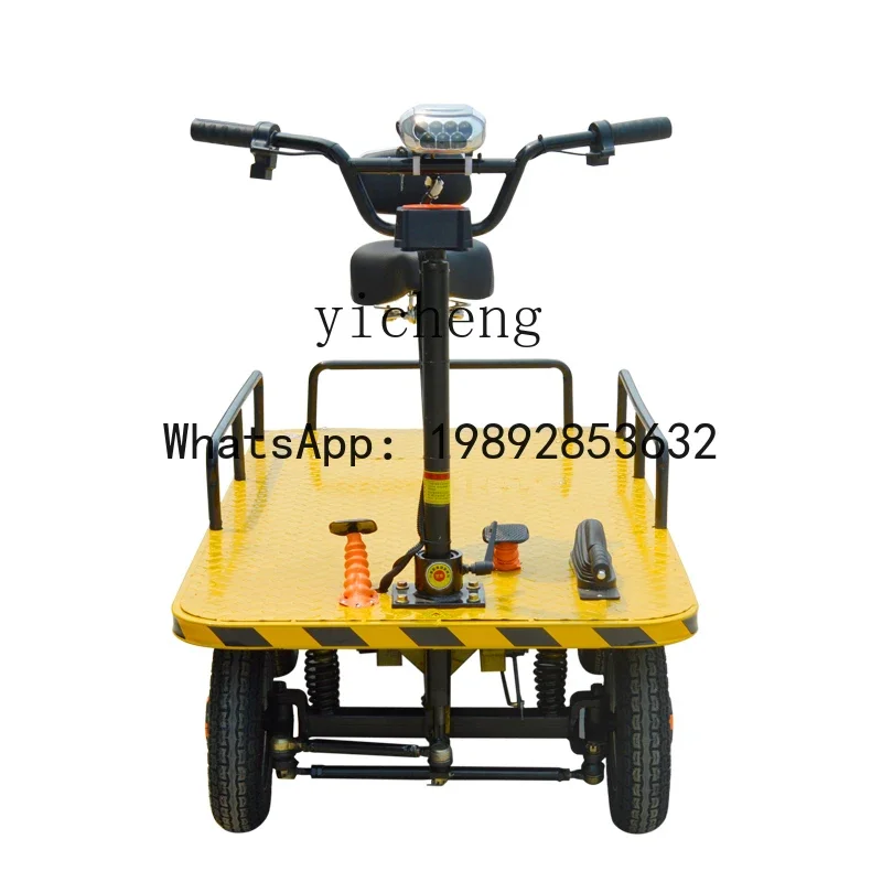 

electric hand push four-wheel flat plate can ride upside down construction site battery transportation elevator truck