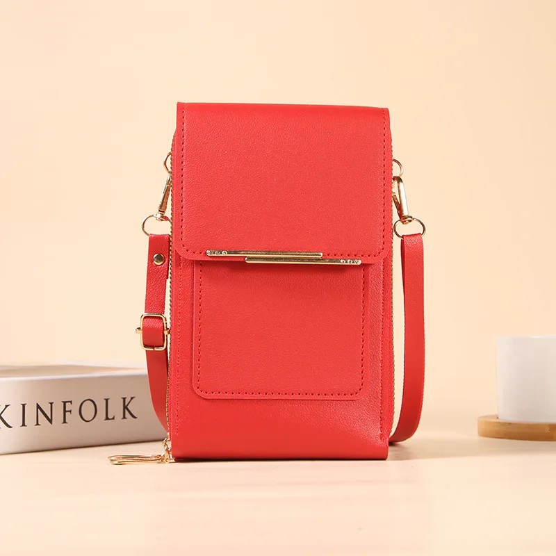 Nova Bolsa de Celular com Tela Sensível ao Toque para Mulheres, Porta-Cartões, Bolsa Transversal, Carteira Feminina