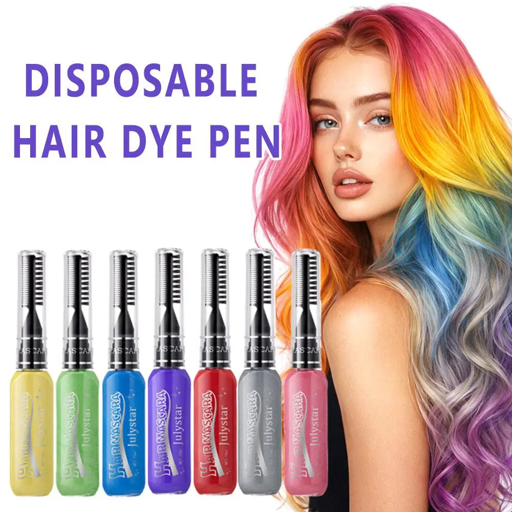 

7 Colors Disposable Double-Head Hair Dye Mascara Colorful Blue Grey Washable Non-toxic Quick DIY Hair Wax Hair Beauty Tool