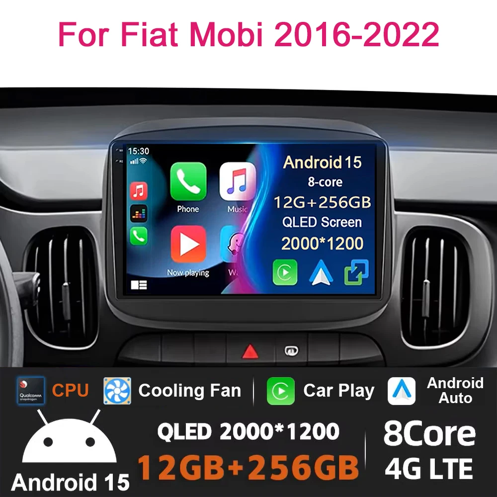 

Автомобильный радиоприемник Android 15, мультимедийное видео для Fiat Mobi 2016 2017 2018 2022, плеер, GPS-навигация, стерео 4G + WIFI, без Carplay DVD
