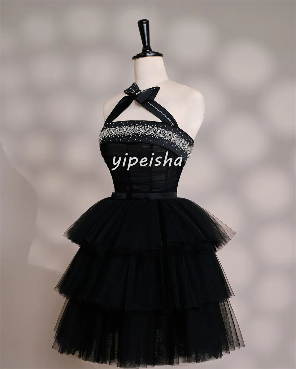 تخصيص مطابقة معقدة تول المتدرج حجر الراين ألف خط واحد الكتف فساتين قصيرة فساتين مناسبة مخصصة الأحجام المتاحة