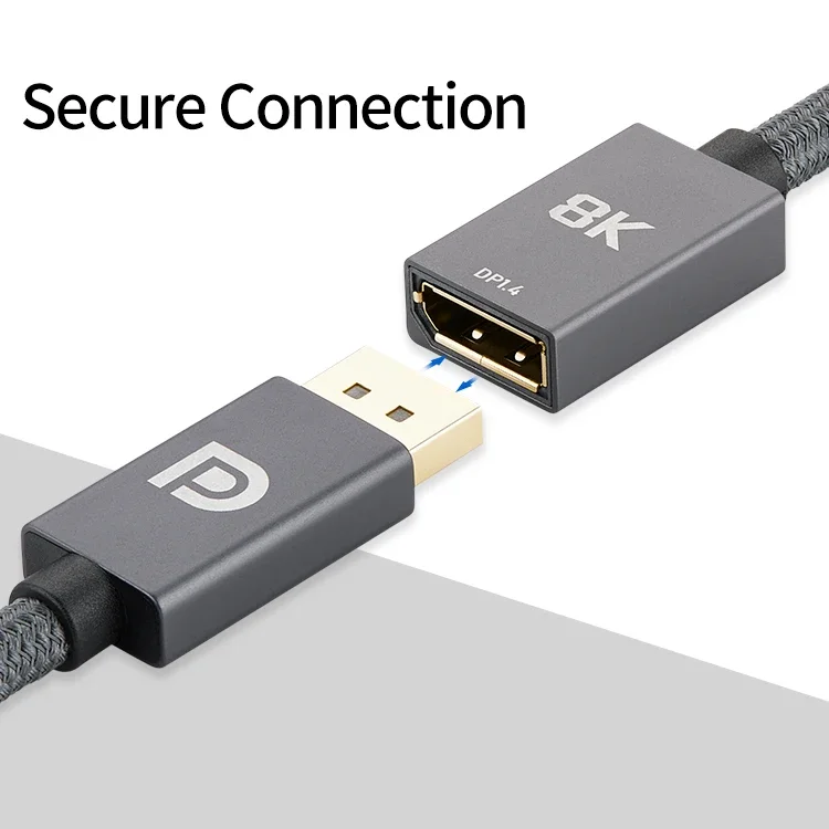 DisplayPort تمديد كابل ذكر إلى أنثى 8K UHD 60 هرتز 4K 144 هرتز HDR 165 هرتز عرض مهايئ منفذ DP 1.4 1.2 كابل DP 1 متر 2 متر