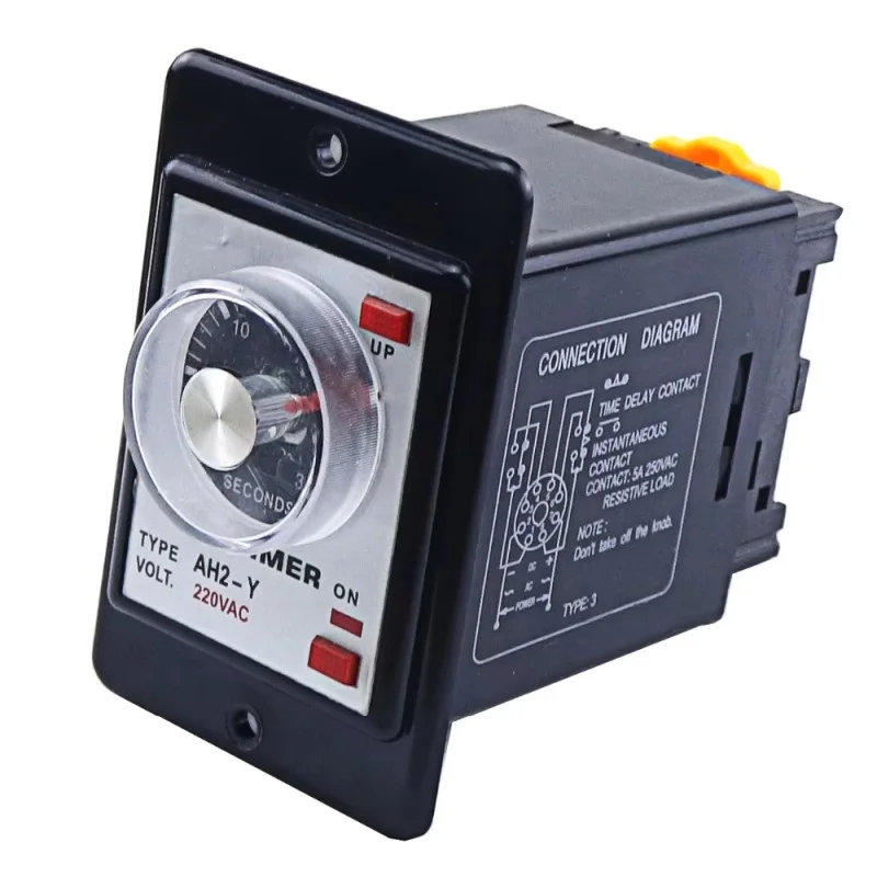 AH2-Y Time Relay AC220V DC24V Power-on Delay Timer DPDT 8Pin with Base 1S 10S 30S 60S 10M 30M 60M