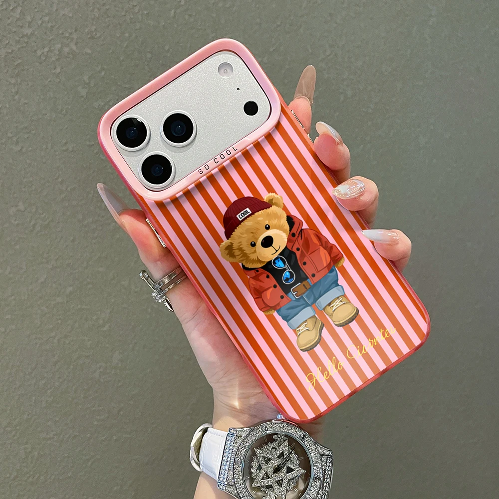 Für iPhone 17 15 16 14 Pro Max Hülle Plus Gestreiftes Cooles Bärenmuster Cover Für iPhone 13 11 12 ProMax XS XR XS 7 8 Plus 16E Hüllen – Detail 10
