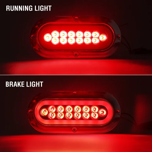 Imagen 2 del producto Luz de freno trasera Led ovalada para remolque de camión, luces de señal rojas para correr, montaje empotrado sellado, camioneta, 6,3 pulgadas, 2 uds.