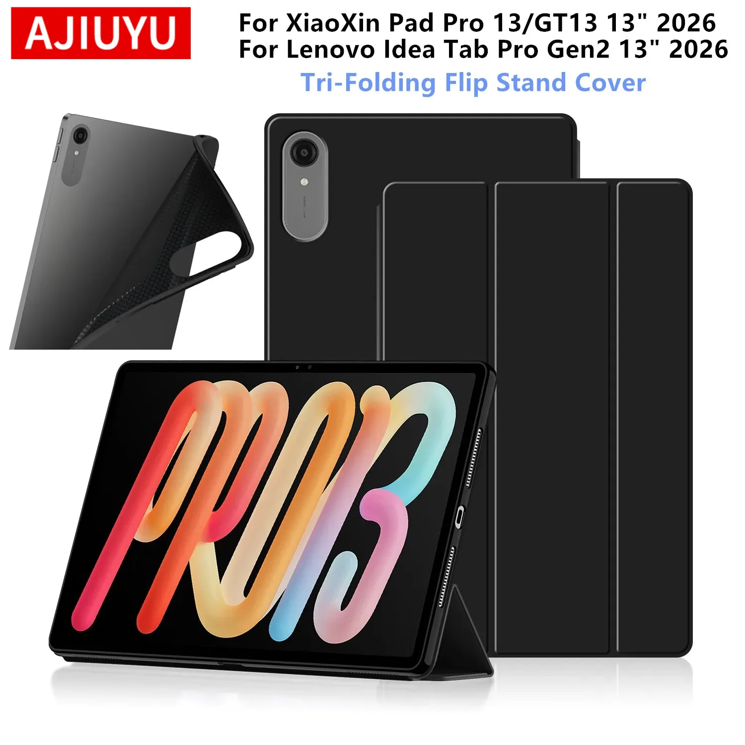 For Lenovo Xiaoxin Pad Pro/GT13 2026 Case 13 inch Idea Tab Pro Gen2 Tri-Fold Stand TPU Back TB376FC TB378FC 13'' Tablet Cover