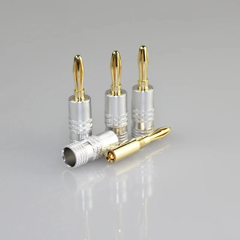 4pcs Banana Connector 4mm Speaker Banana Plugs 24K Copper Gold Plated 4mm Banana Jack Match with 4mm Binding Post