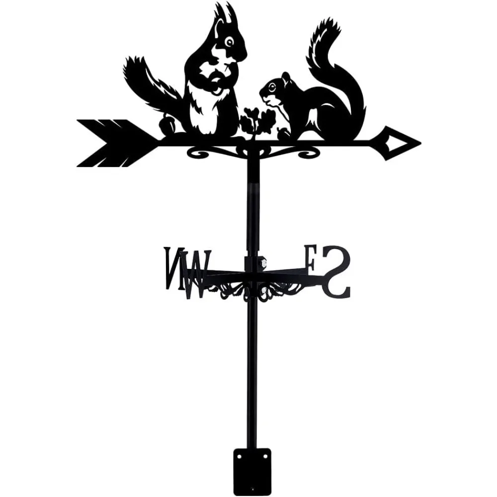 

Squirrel Wind Vane Metal Weather Vanes for Yard Roof Garden Direction Sign Wrought Iron Wind Vane Outdoor Farmhouse Decoration