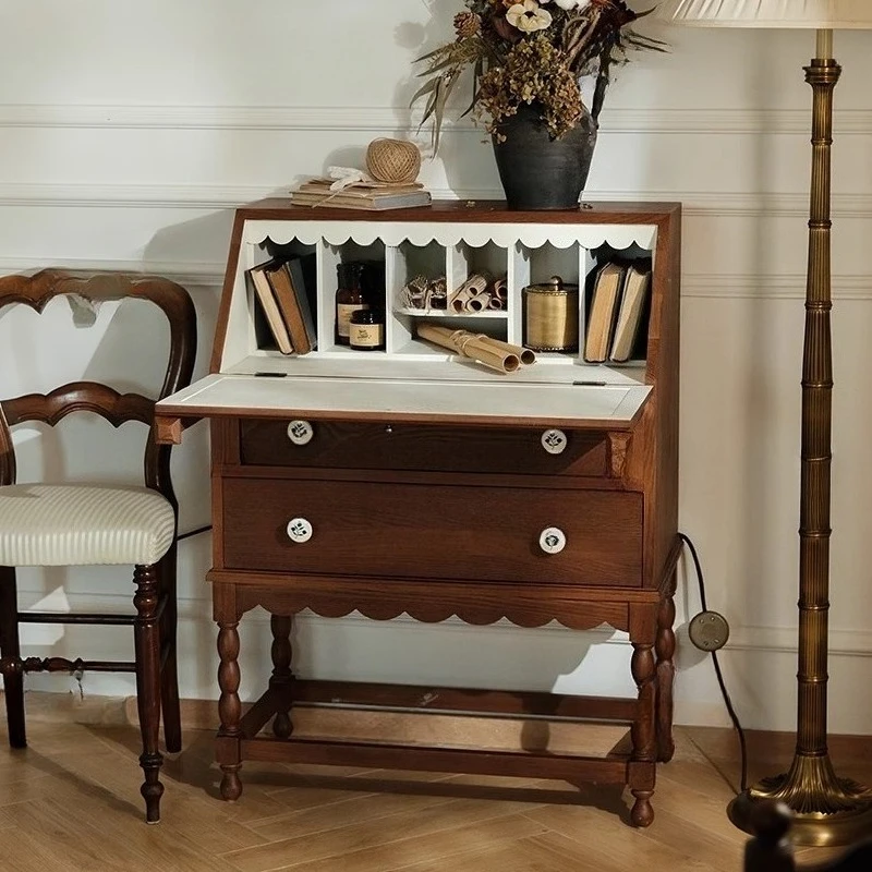 

Solid wood dresser secretary cabinet household small apartment retro style cosmetic cabinet cafe restaurant display cabinet