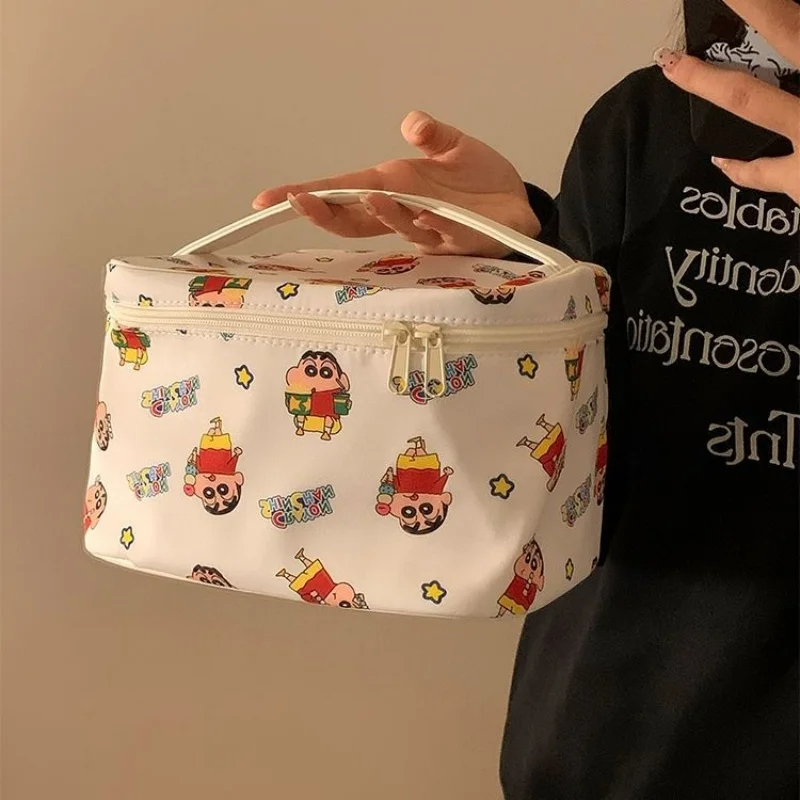 

Cute Crayon Shin chan Handheld Makeup Bag Portable Cartoon Travel Skincare Products Large Capacity Storage Washbag Gifts Girls