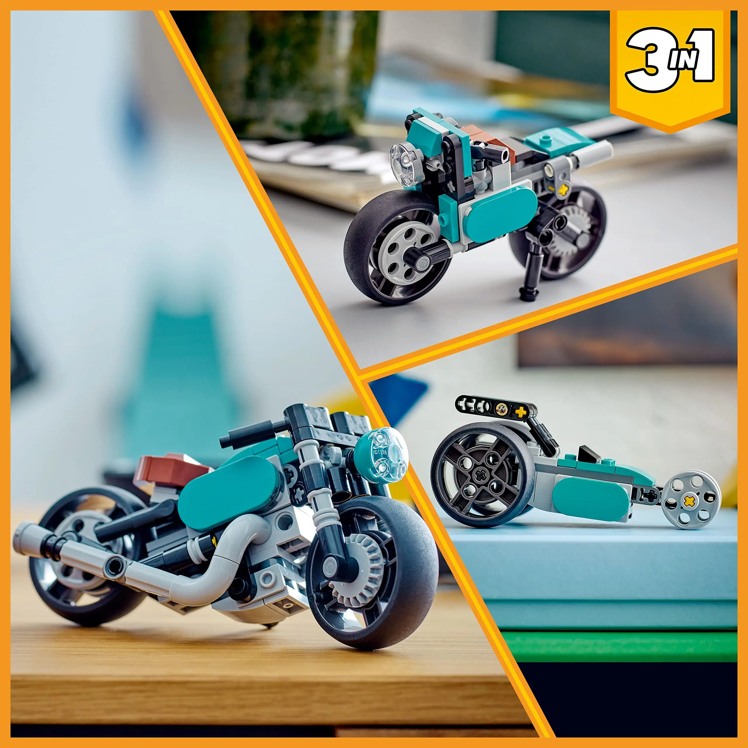 LEGO Creator 3 In 1 Vintage Motorcycle Set 31135 Street Bike To Dragster Car Vehicle Building Toys for Kids Boys Birthday Gift