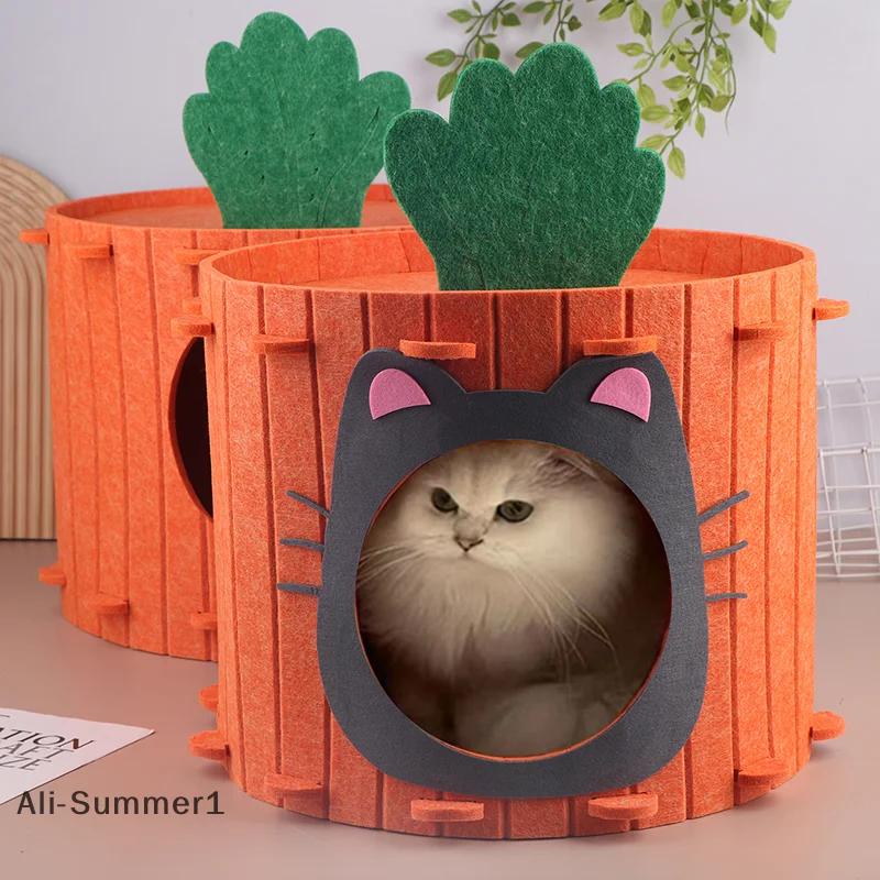 【E】قفص القطط، عش القطط، لوح خدش للقطط، 2 في 1، فيلا للحيوانات الأليفة مقاومة للاهتراء وغير القشرة #6
